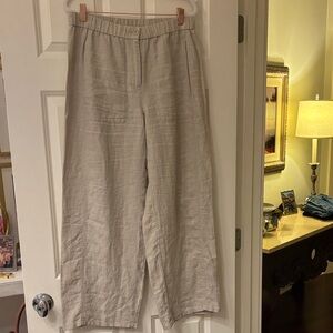 Eileen FisherLight Taupe Linen Wide-Leg Pants